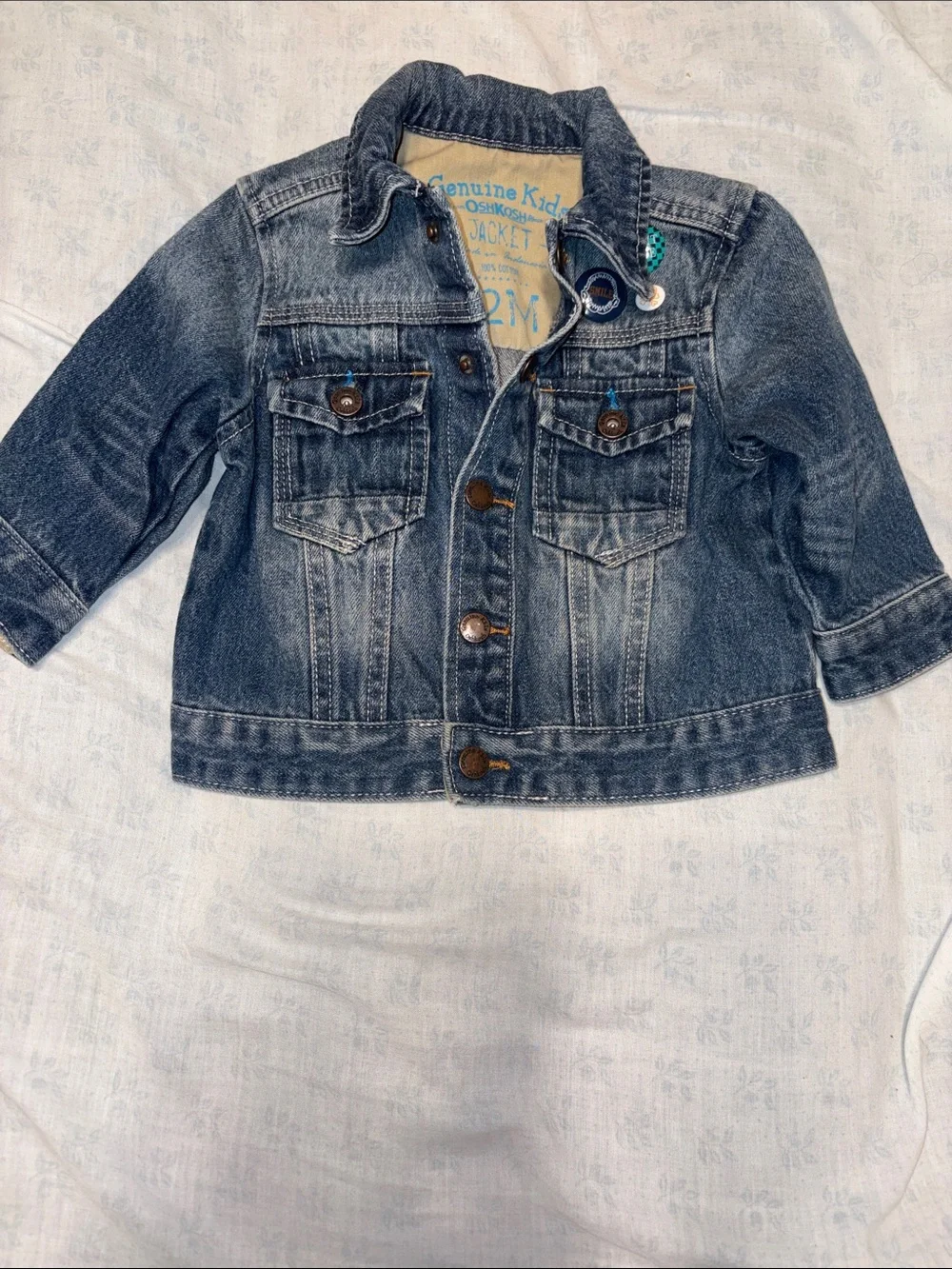OshKosh Genuine Kids Denim Jacket - Blue 100% Cotton Size 12 Mths